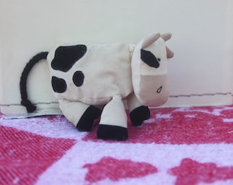 Vintage Jellycat 1999 black & white cow Dingly Dangly with card tag, unusual early figure, plush toys soft toys children&#39;s toys