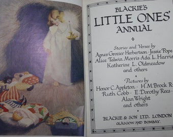 Vintage children's annual, Blackie's 1923 1920s, colour illustrations, Honor Appleton H M Brock M A Pearce, coloured pictures cut outs