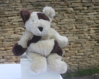 Vintage Jellycat Squidgy puppy dog 1999 J53 brown & cream 15" long, plush toys, soft toys, companion toys, children's toys, plush dog toys