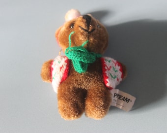 Vintage teddy bear Christmas tree decoration 13.5 cms tall, Christmas decorations, soft toys stuffed toys, miniature teddy bears