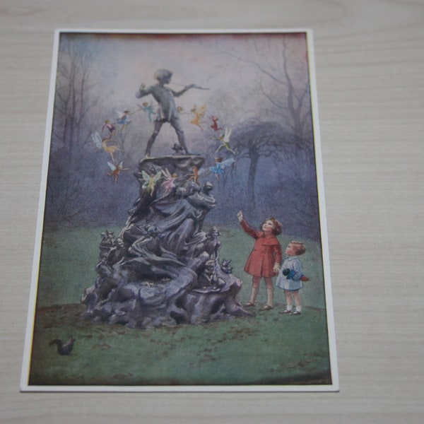 Margaret Tarrant, postcard, Peter's Friends, Peter Pan, J M Barrie, children's books, children's postcards, 1930s design, unused