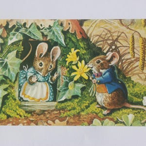 Cartão postal vintage da Sociedade Medici de Racey Helps, Aniversário da Srta. Mouse, Pk 387, livros infantis, cartões postais infantis, livros ilustrados
