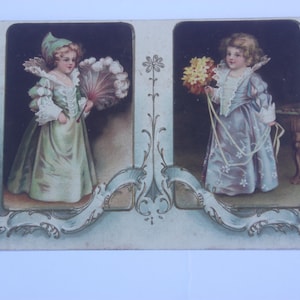 Vintage ansichtkaart, vintage kinderen, ouderwetse kostuums, geïllustreerde ansichtkaart, per post gebruikt 1906, Raphael Tuck-serie 1138, Edwardiaanse kaart