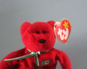 Vintage plush red Ty Teenie Beanie baby Osito the Bear McDonalds 1999, plush baby bear, soft toy, stuffed toys, children's toys, collectable