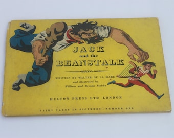 Vintage children's book Jack & the Beanstalk Walter de la Mare William Stobbs, fairy tales, 1950s books, Fairy Tales in Pictures no 1