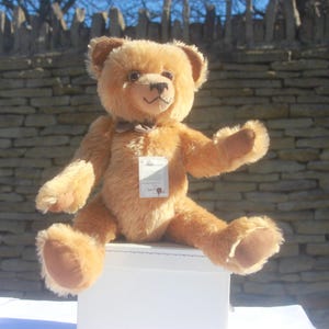 Großer goldener gegliederter Mohair-Teddybär Blechschmidt Deutsch 45 cm groß, Kinderspielzeug, Kuscheltier, Begleitspielzeug