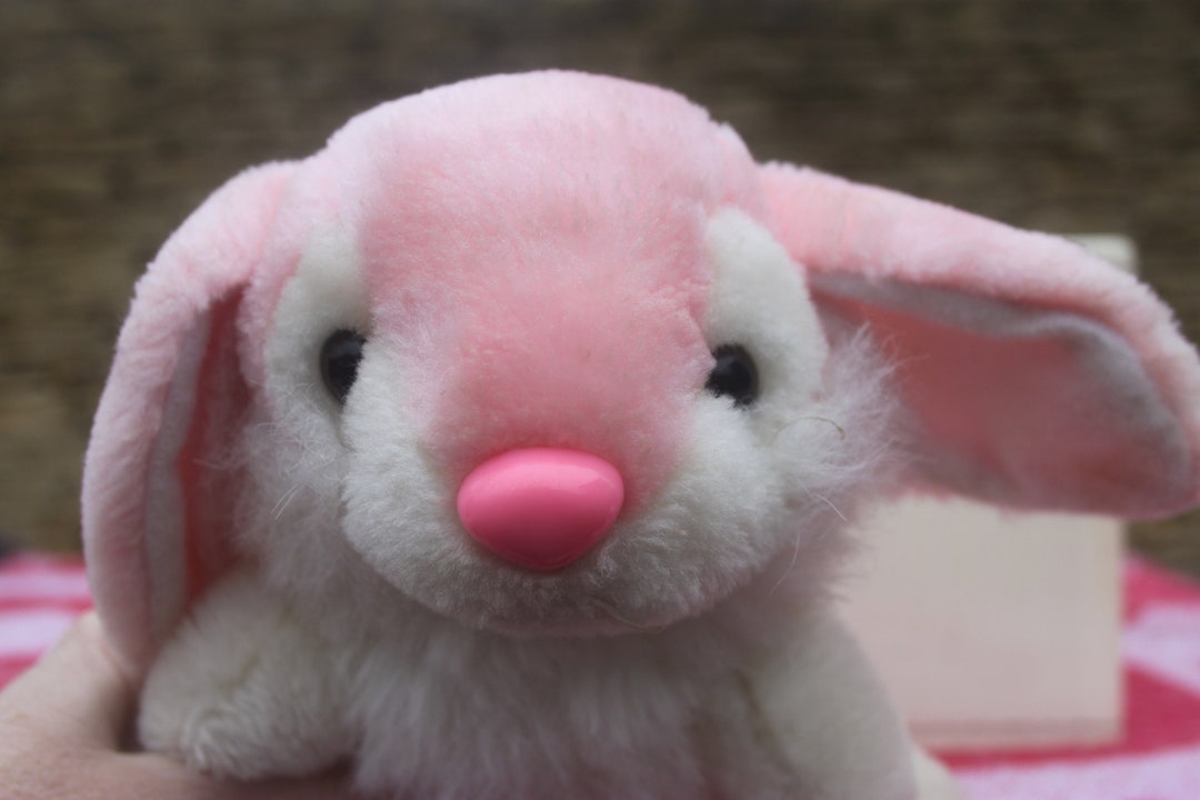 Vintage Plush Bunny Pink White 19 Cms Tall Fun-tastic, Children's Toys ...