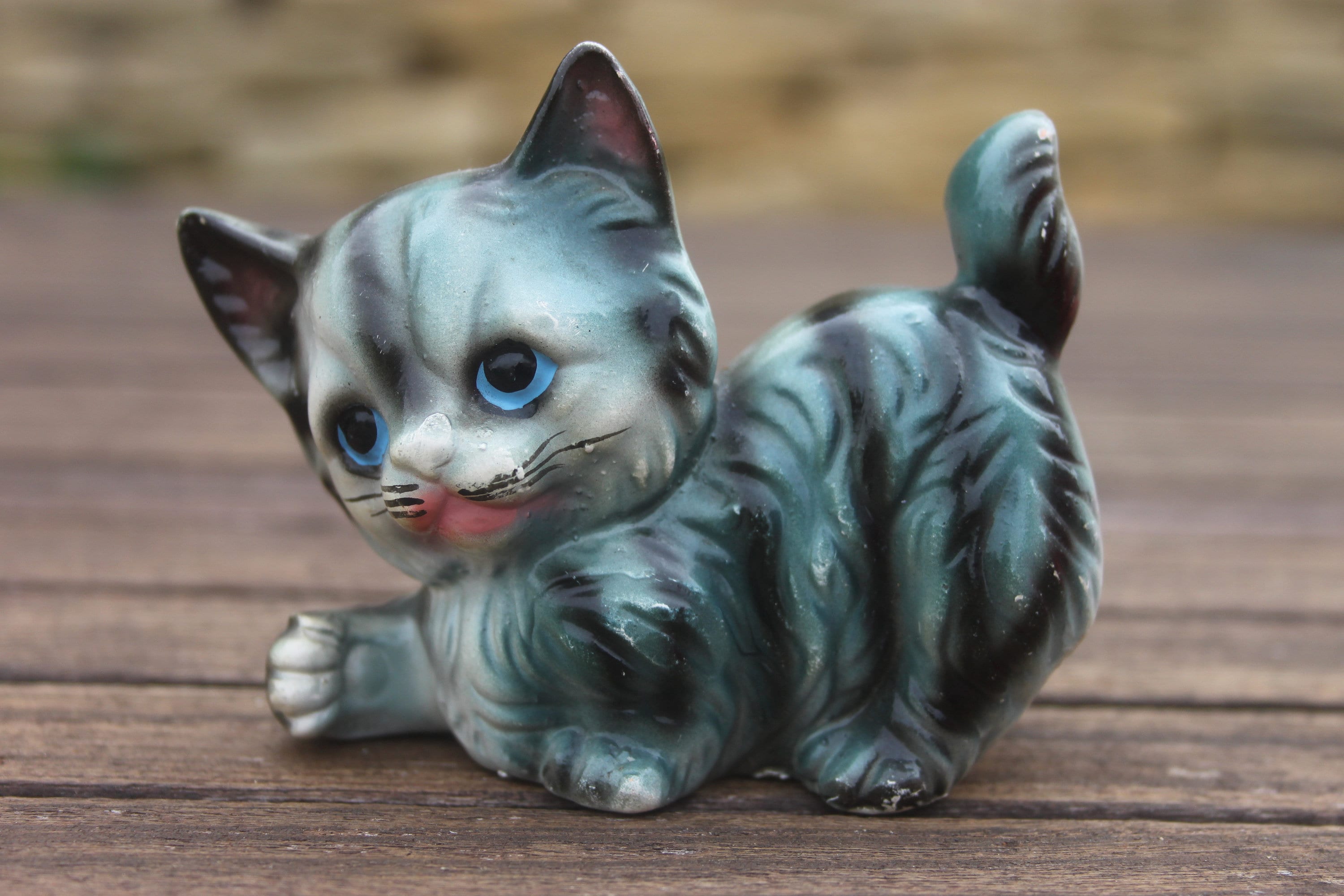 Vintage Cat Ornament, Foreign Japanese, Japan Cute Kitsch Cat