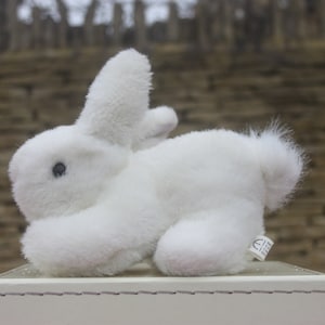 Vintage soft toy white bunny rabbit Salco Toys 19 cms long, plush toy children&#39;s toy soft toys, rabbit toys. bunny toys, bunny collectables