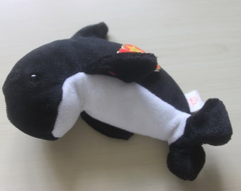 Vintage Ty Beanie Baby Waves the whale 1996 14 cms long plush toy whale, soft toys, stuffed toys, children's toys, companion toys