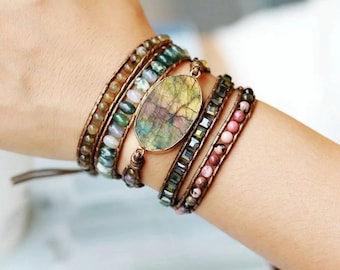 Dragon heart Labradorite Bracelet \\ Labradorite Gemstone Bracelet \\ Labradorite Natural Stone Bracelet \\ Gemstone Heart Bracelet