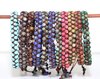 4mm Natural Stone Beads Braided Bracelet Charm Bracelet