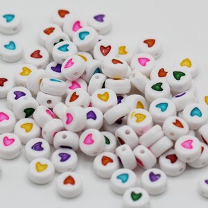 100 Acrylic round heart 7mm Mix Color beads Mix Letter Beads LE11