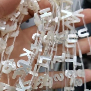 1pcs 10mm Natural white MOP alphabet A-Z 26 Capitals Mother of Pearl Pendants, Shell Alphabet Letter Beads