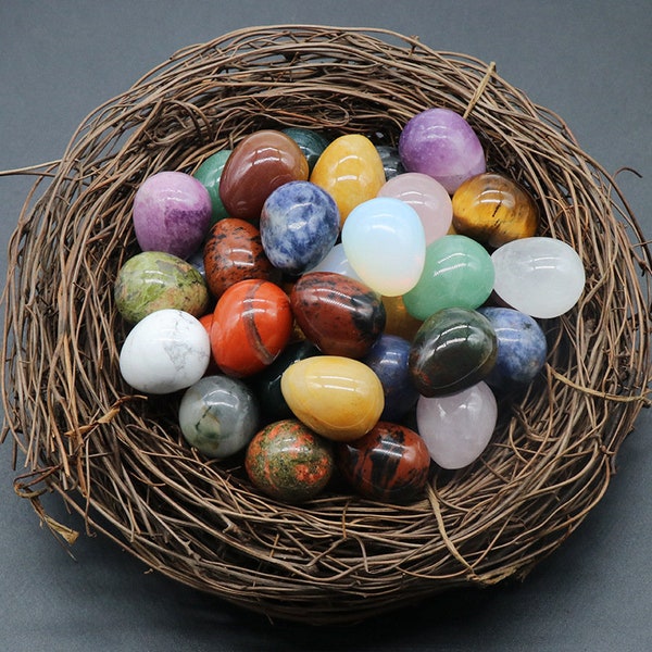 20mm Crystal Agate Stone Mini Eggs Mining Bird Egg Easter Color