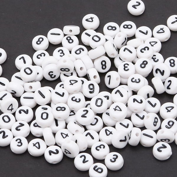 100 numéro perles acrylique rond 7mm perles Mix numéro perles lettre LE13 perles