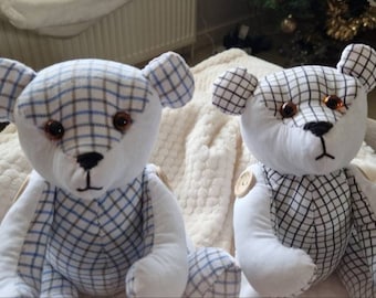 Made to order hand sewn personalised memory bears.