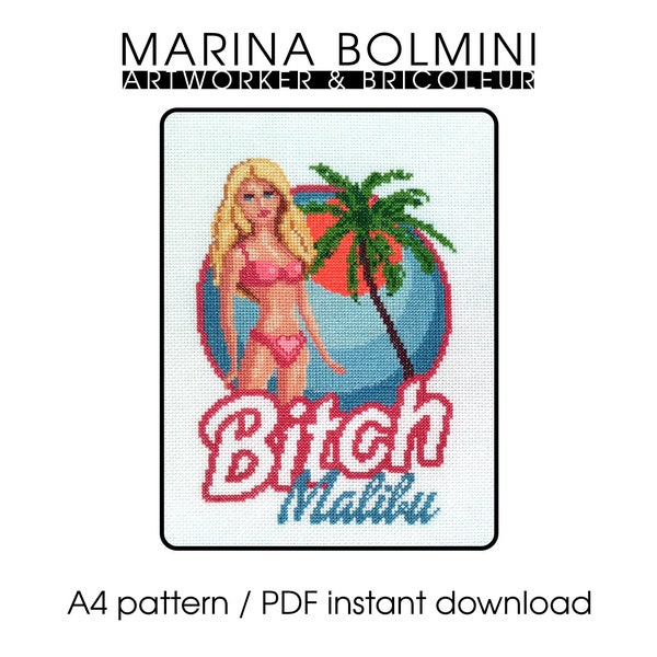 Malibu Bitch, please - cross stitch pattern pdf file