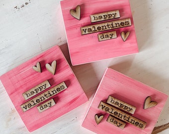 Mini Valentines Day 3D Sign | Valentines Day | Happy Valentines Day Sign | Mini Wood Valentines Sign