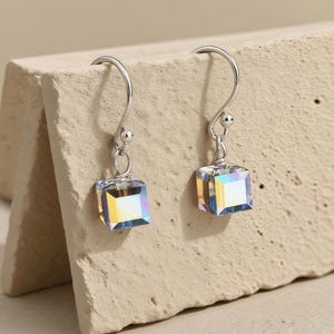 Aurora Colour Changing Square Earrings, Cube Earrings, Hook Earrings, Square Earrings, Colour Changing Square Earrings, Aurora Earrings