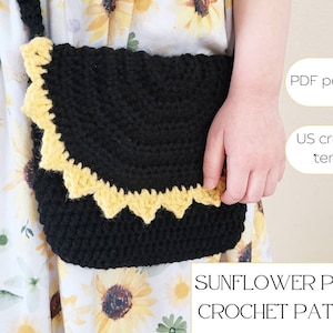 Sunflower Crochet Purse Pattern - Crochet Purse Pattern - Crochet Bag Pattern - Crochet Purse - Toddler Purse - Crochet Pattern Easy