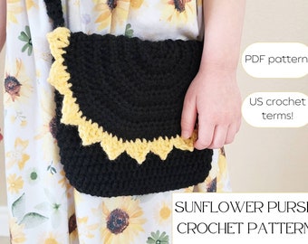 Sunflower Crochet Purse Pattern - Crochet Purse Pattern - Crochet Bag Pattern - Crochet Purse - Toddler Purse - Crochet Pattern Easy