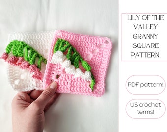 Lily of the Valley Granny Square Pattern - Granny Square Crochet PDF - Crochet Pattern - Crochet Flower Blanket - Crochet Baby Gift