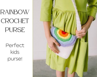 Rainbow Crochet Purse - Toddler Purse - Toddler Cross Body Bag - Toddler Play Purse - Rainbow Purse - Crochet Purse - Toddler Gift