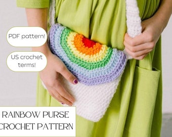 Rainbow Crochet Purse Pattern - Crochet Purse Pattern - Crochet Bag Pattern - Kids Crochet Purse - Crochet Purse - Crochet Pattern