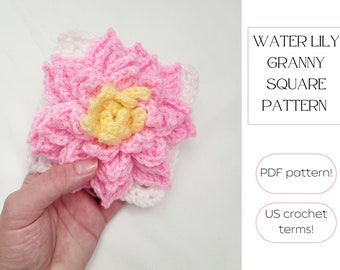 Water Lily Blanket Pattern - Granny Square PDF - Granny Square Crochet Download - Flower Granny Square - DIY Baby Gift - Crochet Square