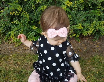 McKinley Hair Bow / Baby Hair Bow / Crochet Hair Bow / Baby Headband / Nylon Headband / Crochet Headband / Mommy and Me Matching Bows