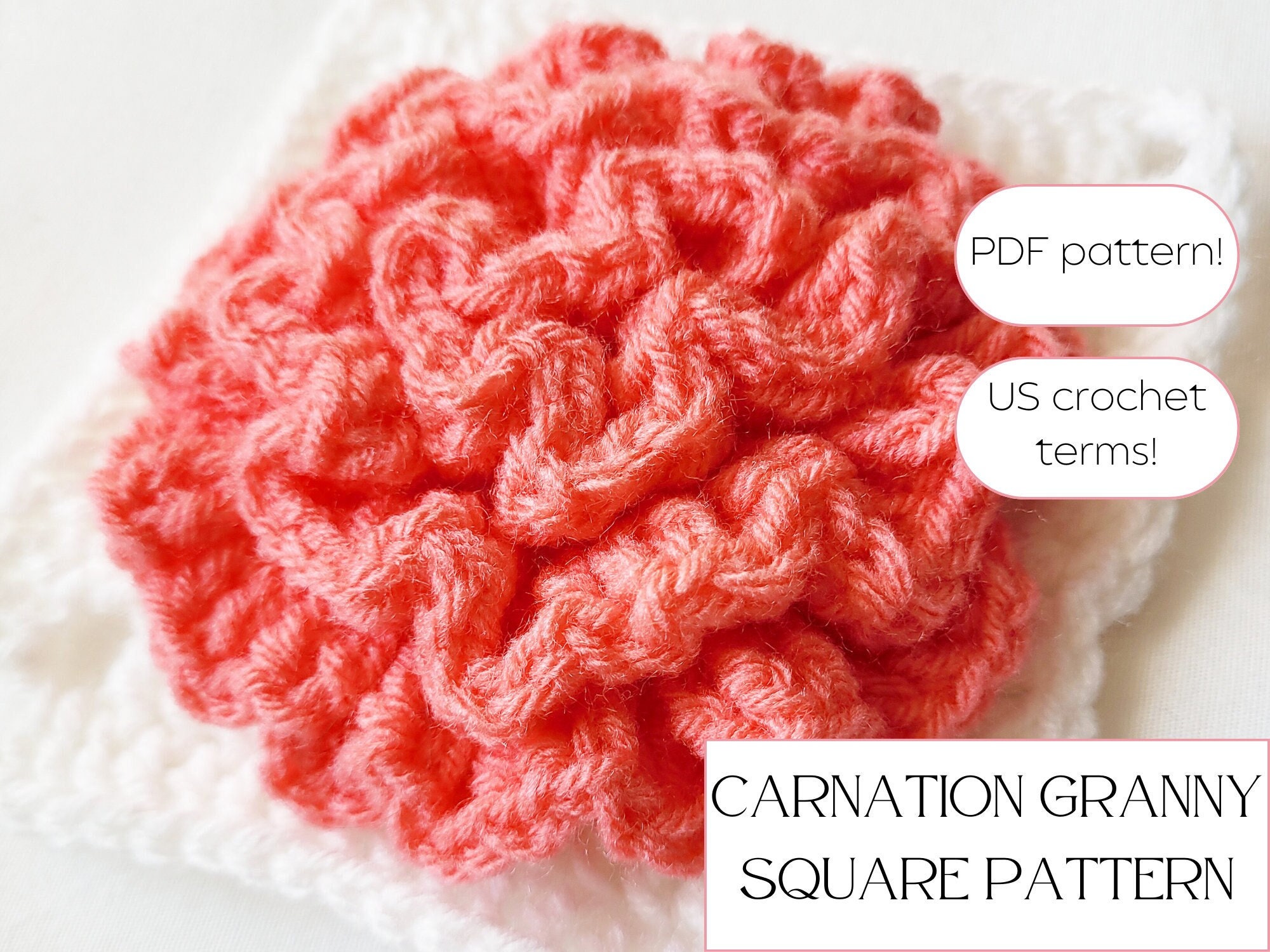 19 Carnation Crochet Patterns for Bouquets, Gifts, and Home Decor 18 Carnation Granny Square