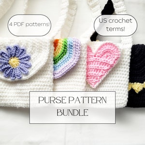 Crochet Purse Pattern Bundle PDF - Crochet Patterns Bag - Girls Crochet Purse Pattern - Easy Bag Pattern - Crochet Boho Bag -Handbag Pattern