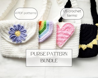 Crochet Purse Pattern Bundle PDF - Crochet Patterns Bag - Girls Crochet Purse Pattern - Easy Bag Pattern - Crochet Boho Bag -Handbag Pattern