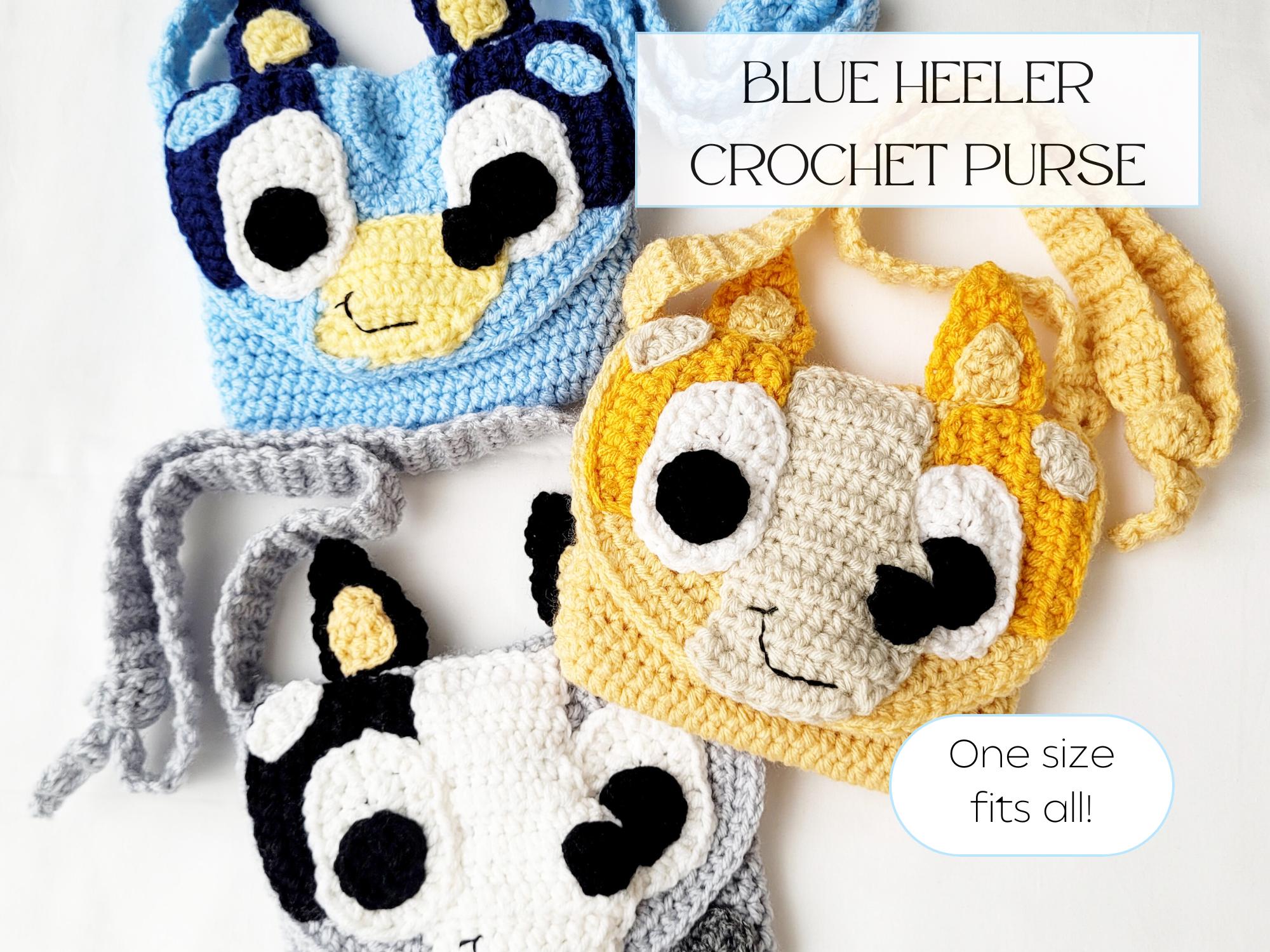 Crochet Purse Blue Heeler Dog Inspired - Blue and Orange Heeler Dog Crochet Purse - Bluey Purse - Bingo Purse - Bluey Crochet - Muffin Purse