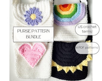PDF Crochet Purse Pattern Bundle - Crossbody Bag Pattern - Crochet Pattern Trendy - Kids Crochet Bag Pattern - Crochet Purse Pattern
