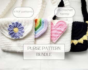 Kids Purse Crochet Pattern Bundle - Toddler Purse Pattern - Crochet Kids Purse - Toddler Crochet Purse Pattern - Girls Purse - Crochet Bag