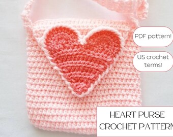 Crochet Pattern Heart Bag - Crochet Purse - Handmade Bag - DIY Crochet Pattern - Easy Bag Pattern - Crochet Kids purse - Heart Crochet PDF