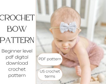 Crochet Hair Bow - DIY Hair Accessories - PDF Hair Bow Pattern - Crochet Pattern - Bow Crochet Pattern - Bow Pattern - Baby Headband Pattern