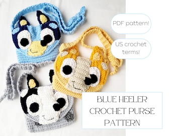 Crochet Blue Heeler Dog Purse Pattern - Kids Purse Crochet - Crochet Purse Pattern for Girls - Crochet Toddler Bag - Purse Crochet Pattern