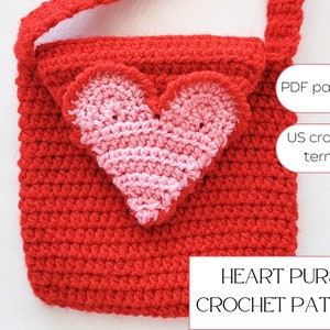 Heart Bag Crochet Pattern PDF - Valentine&#39;s Day Bag - Purse Crochet Pattern - Girls Crochet Bag Pattern - Crochet Purse for Girls