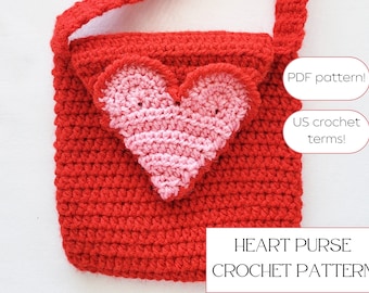 Heart Bag Crochet Pattern PDF - Valentine's Day Bag - Purse Crochet Pattern - Girls Crochet Bag Pattern - Crochet Purse for Girls
