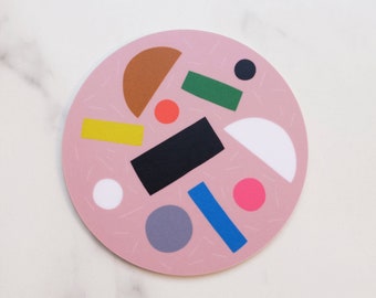 Pink Pizza Coaster / Printed Wood / Scandinavian Design / Mix and match / Patterns and Alphabet Letters