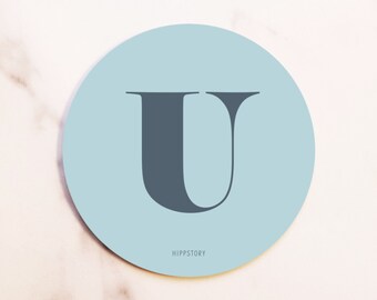 Letter U Coaster / Printed Wood / Scandinavian Design / Mix and match / Patterns and Alphabet Letters