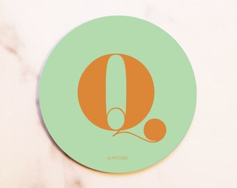 Letter Q Coaster / Printed Wood / Scandinavian Design / Mix and match / Patterns and Alphabet Letters