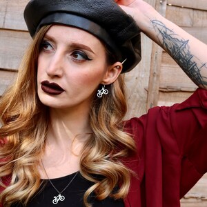 Bike Hoop Earrings silver