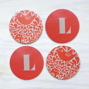 Juego de posavasos en forma de L: o elige tus propias letras o patrones del alfabeto