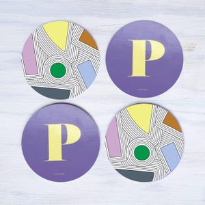 Juego de posavasos P: o elige tus propias letras o patrones del alfabeto