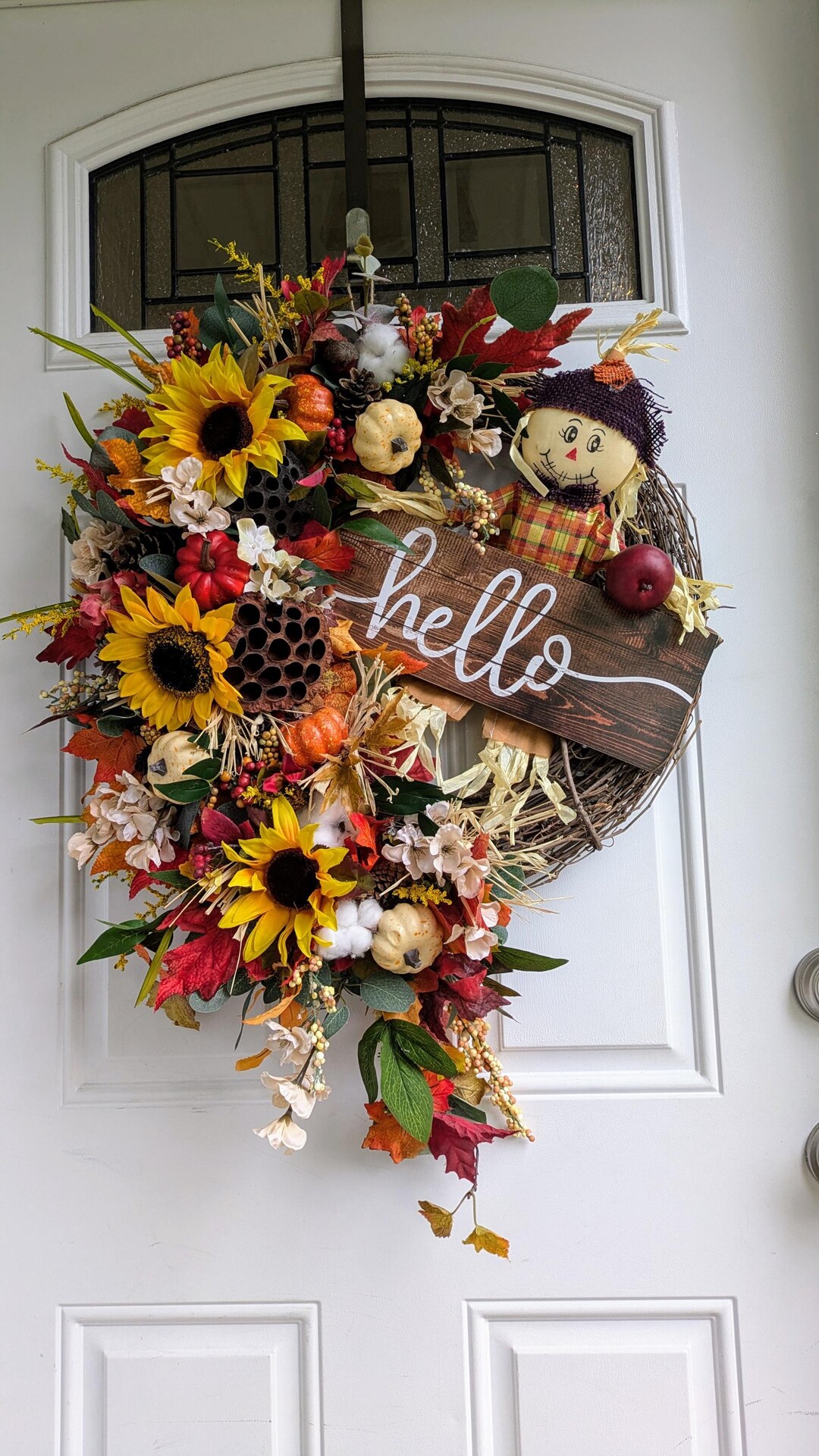 Sunflower Wreath for Front Door Fall Wreath Fall Harvest Wreath ...