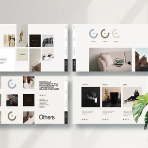 May include: A website design mockup with a white background and a grid of images. The images are of various subjects, including a person, a car, a couch, and a plant. The website also includes text that says "Essentially unchanged it was popularized in the 1960s with the release of Letraset." and "Others".